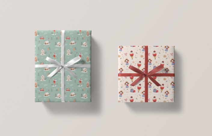Wrapped Christmas gift boxes