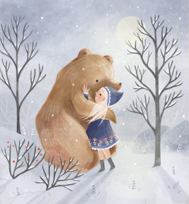 Girl hugging a bear